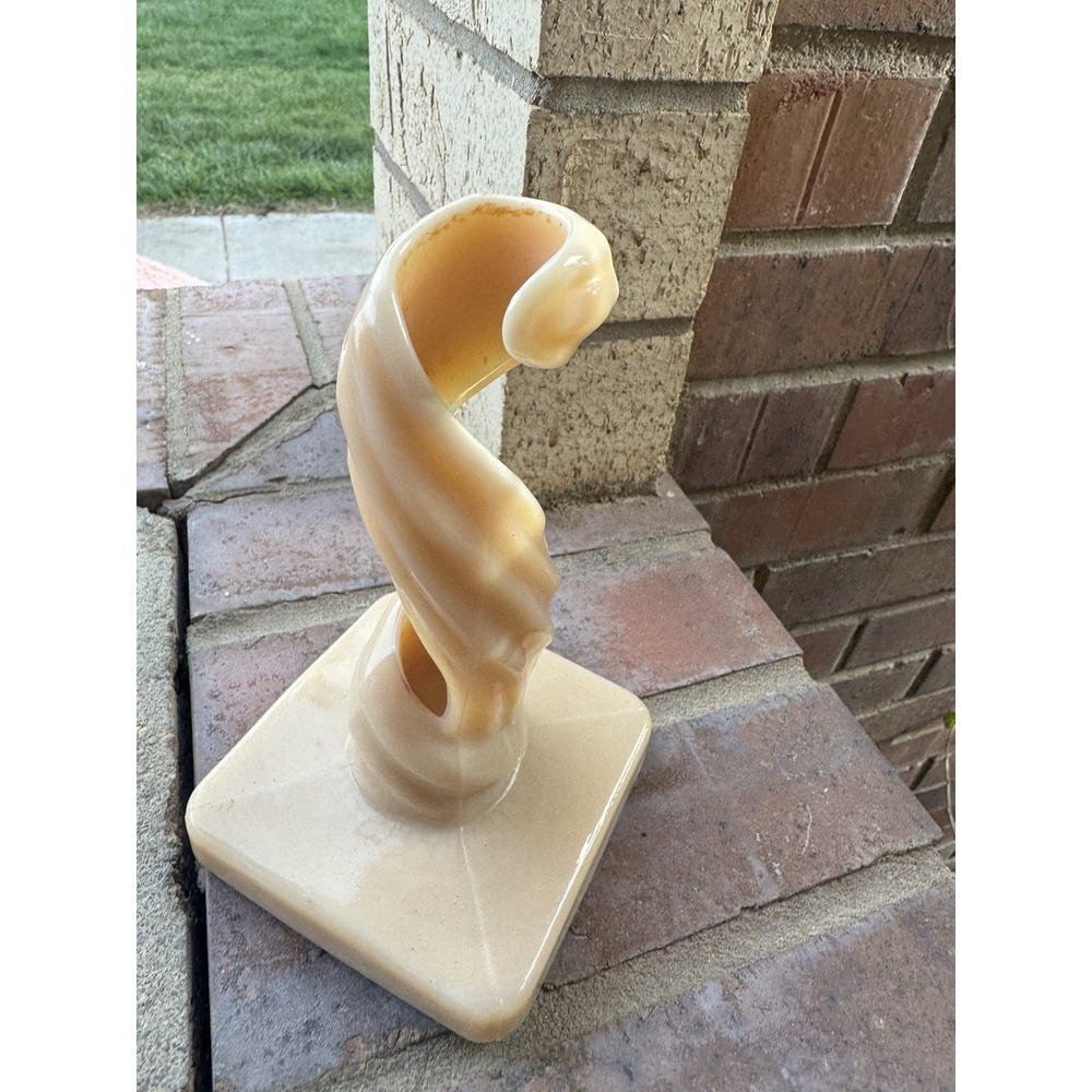 Vtg Westmoreland Glass Spiral Twist Candlestick Holder Blush Almond Mist
